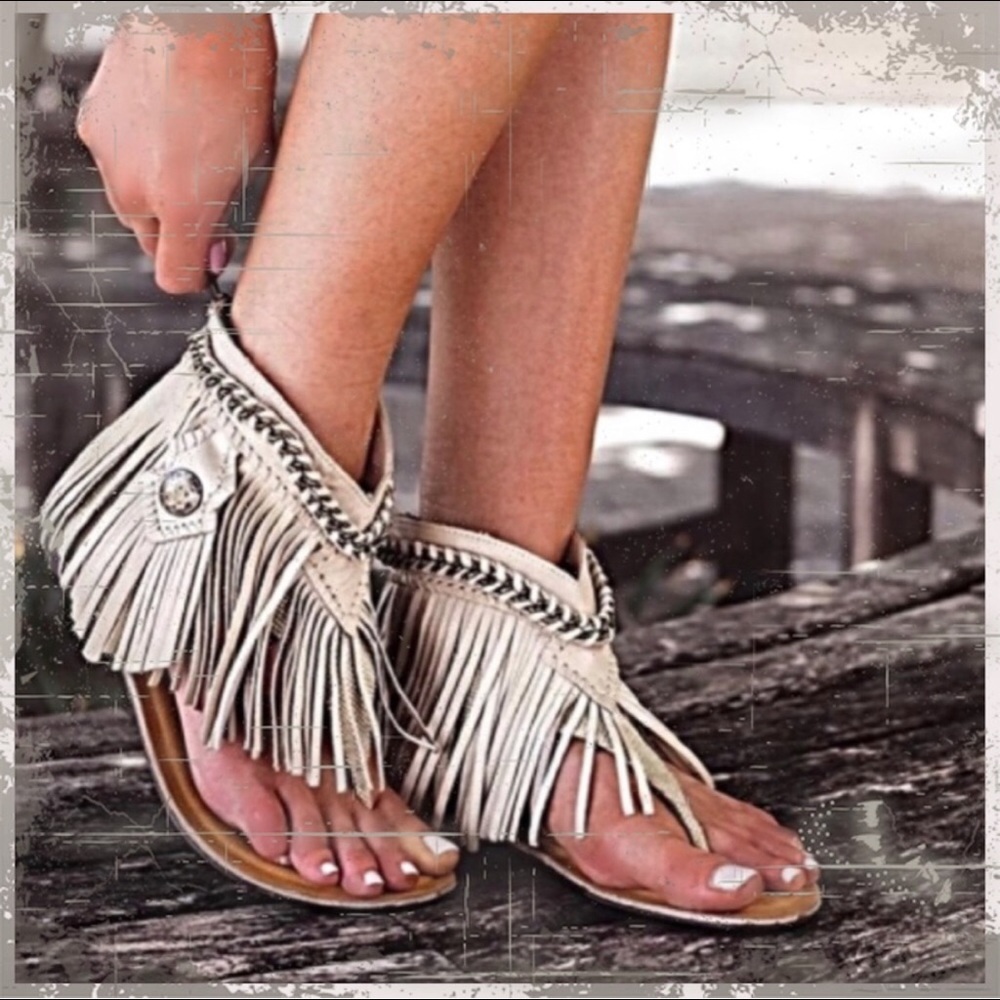 Naughty Monkey Boho Fringe Sandals